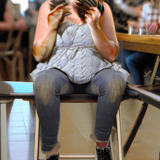 AI generated: young heavily pregnat with mutibles girl, sits in a beerhall and drinks plenty of beer,