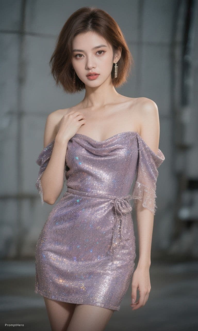AI generated: Create sexy and intimate image for the girl with a different sexy  short dress  and stand poses with...