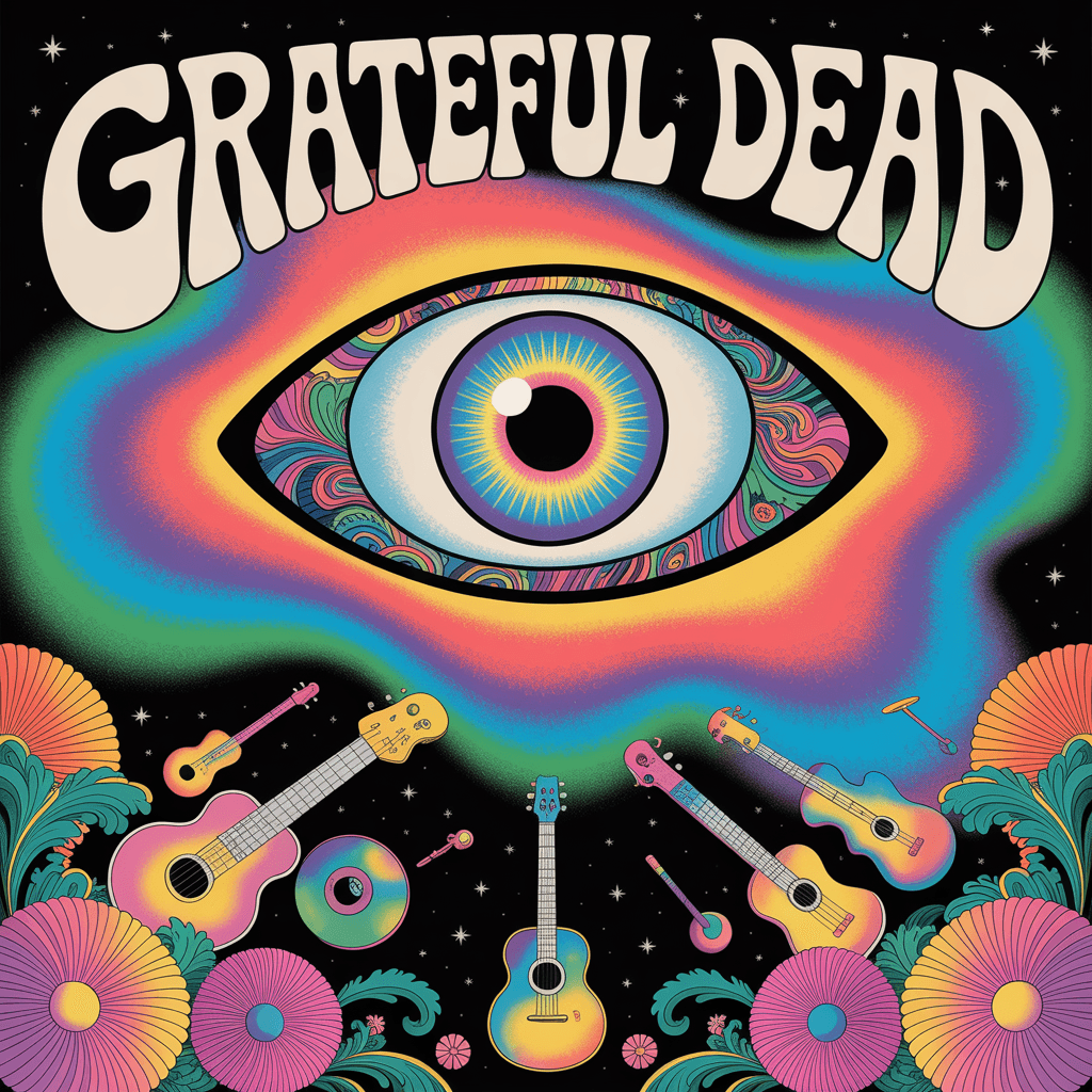AI generated: abstract Grateful Dead art poster surrealism --ar 1:2 --personalize yruxpc2 --stylize 750 --v 6.1