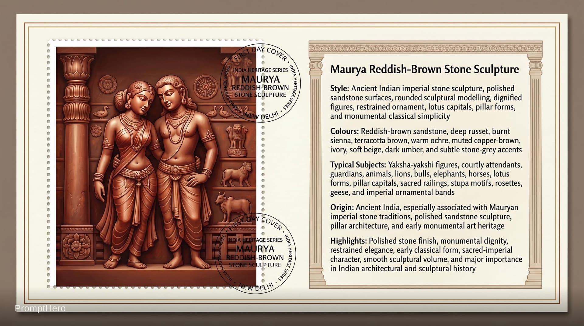 AI generated: Create a 16:9, 4K premium commemorative First Day Cover envelope inspired by India Post heritage des...