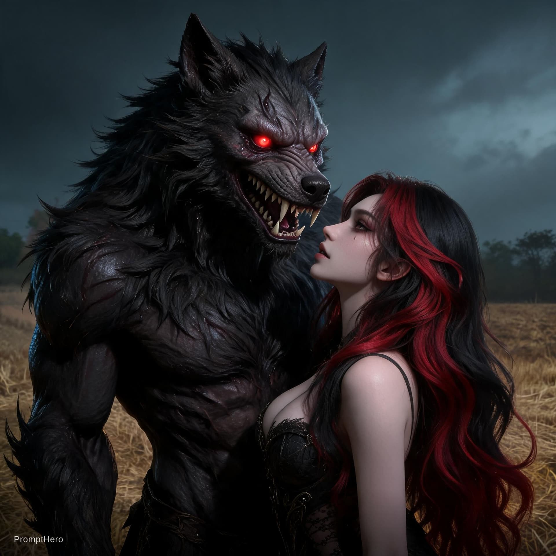 AI generated: The Rougarou: A extreme nightmare version, highly detailed, advanced 3D techniques, distorted featur...