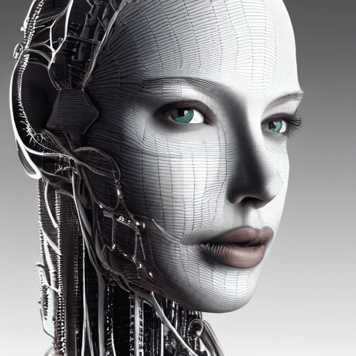 AI generated: complex 3d render ultra detailed of a beautiful porcelain profile android face, cyborg, robotic part...