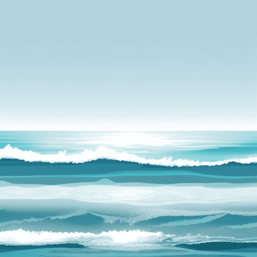 AI generated: ocean horizon, vector image. very very light blue with fog.
