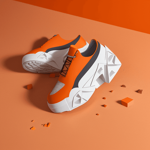 AI generated: productive photography, oncloud runshoes  product presentation, geometric plaster block and the floo...