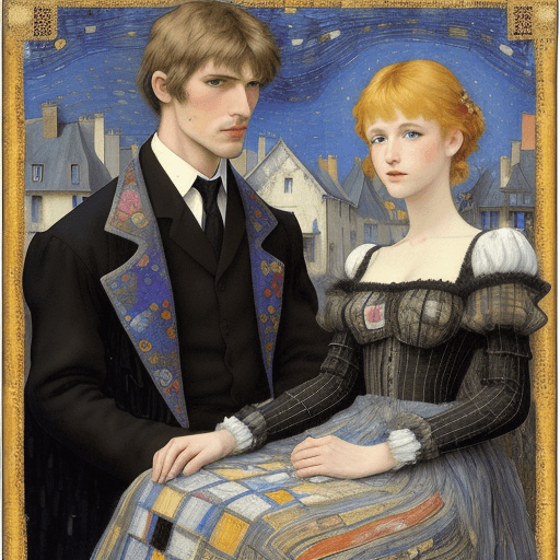 AI generated: Epic, supernatural patchwork Art by Klimt, Jennifer lommers, Mondrian, van Gogh, Luis Royo, gil elvg...