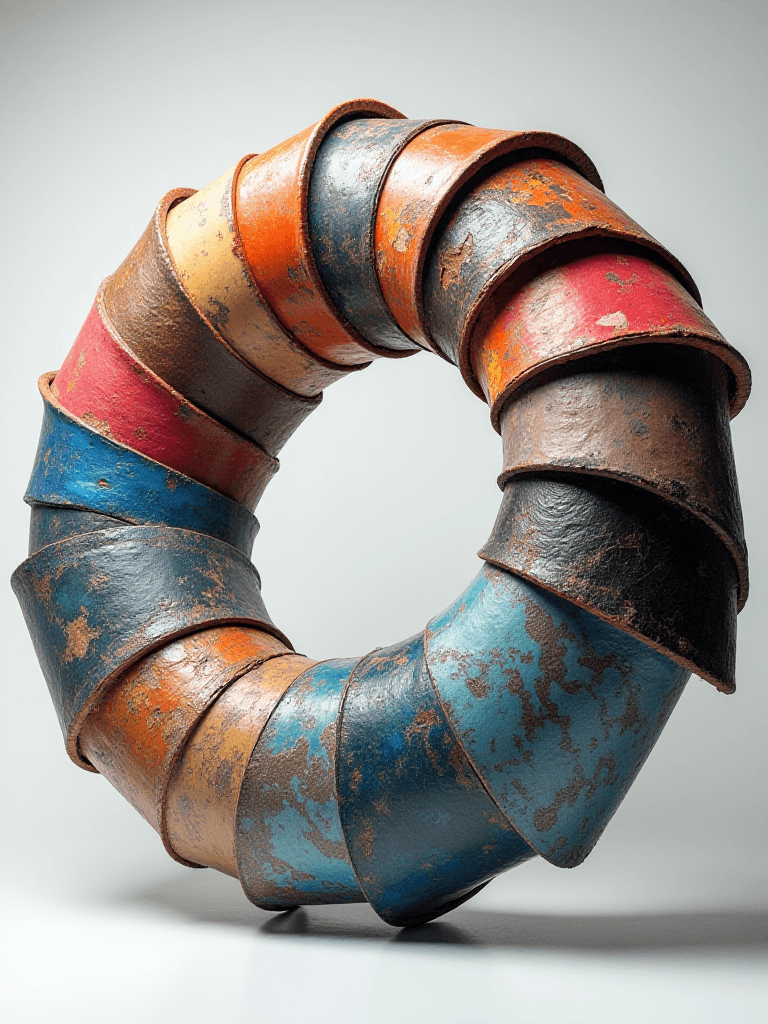 AI generated: A large, dynamic spiral composed of numerous segmentsâeach one completely unique in color, texture...