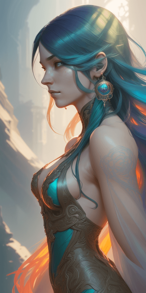 AI generated: beautiful (zxzxberna), intricate colorful hair with , sunlight, beautiful lighting, vibrant lighting...