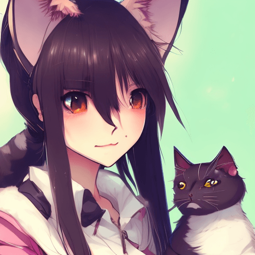 AI generated: a close up of a person with a cat on their shoulder, beautiful anime catgirl, anime catgirl, anime v...