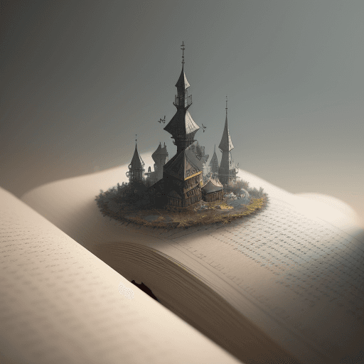 AI generated: open book with a miniature world growing in the pages | Amazing and beautiful creation, muted colors...
