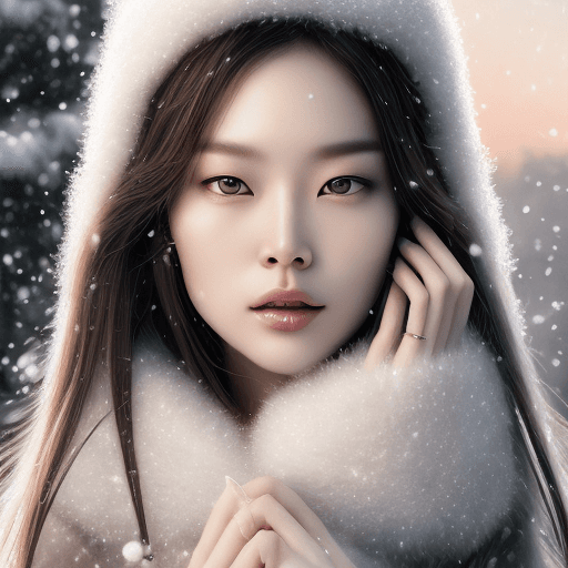 AI generated: close-up photo, in the style of xiaofei yue, snow scenes, steve hanks, white and silver, normcore, c...