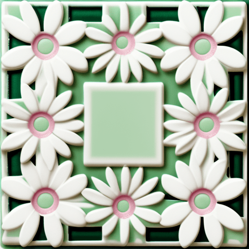 AI generated: 	3D white green pink full color daisies—tile—ar3:2 
