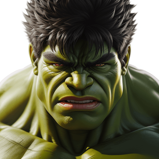 AI generated: Hulk, half body,  face photo realistic, hyper details, 
4k, 
close-up, 
hyper detailed, 
sharp focus...