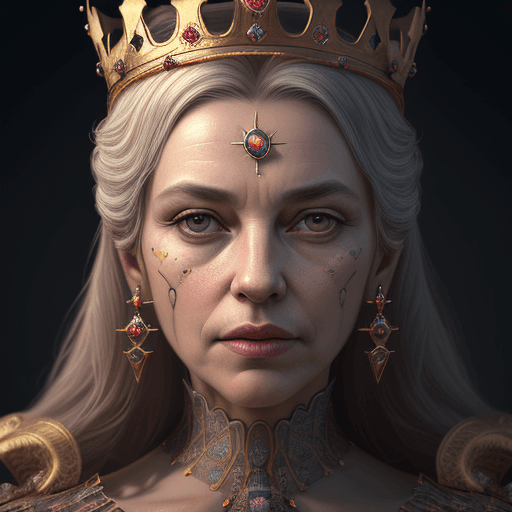 AI generated: Black Queen close-up portrait. Wearing a crown with intricate artwork . octane render, trending on, ...
