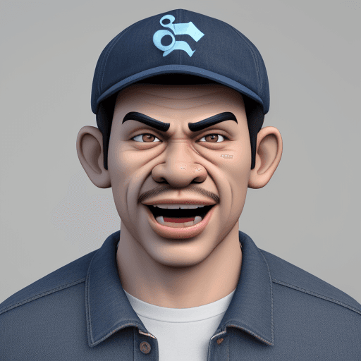 AI generated: 3D realistic caricature, enlarged head, funny face, big nose, wide mouth, a man with a Javanese face...