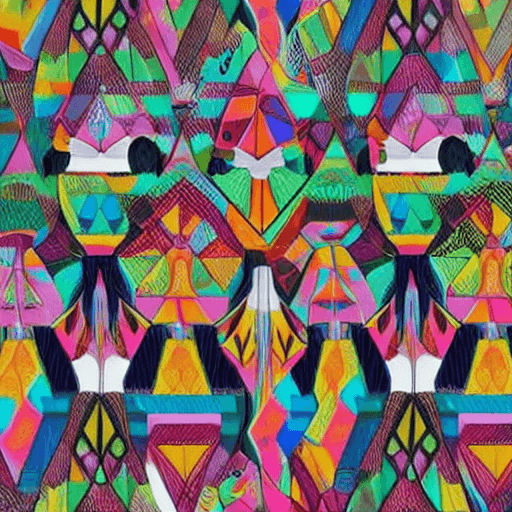 AI generated: patron tela con diseño de mola kuna indigena que tenga figuras geometricas de diferentes colores