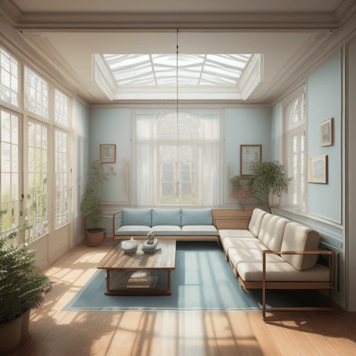 AI generated: High resolution photography interior design, dreamy sunken living room conversation pit, wooden floo...