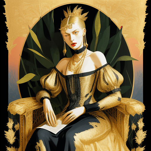 AI generated: By Pyotr Konchalovsky :: acrylic illustration and 24 karat gold leaf over photograph In the style of...