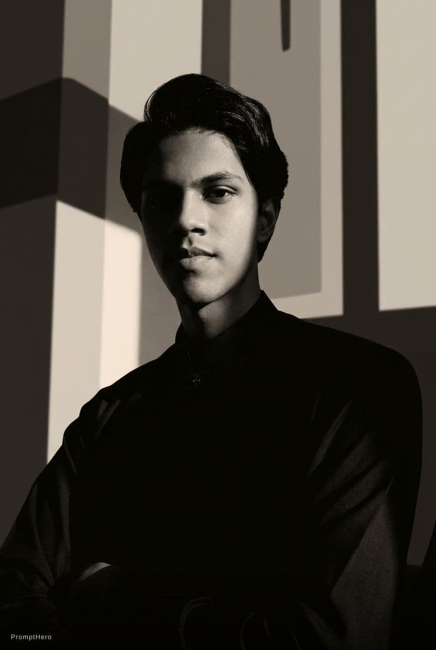 AI generated: a black and white photo of a men with shadow., in the style of minimalist beauty, light bronze and b...