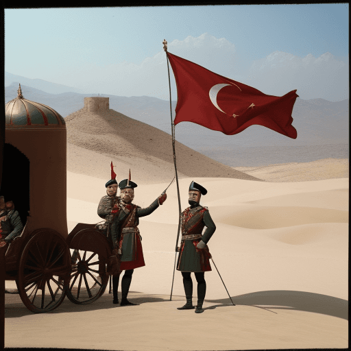AI generated: Ottoman empire with flag and soldiers,ottoman,empire,Ottoman sultan,soldiers of ottoman,cinematik,la...