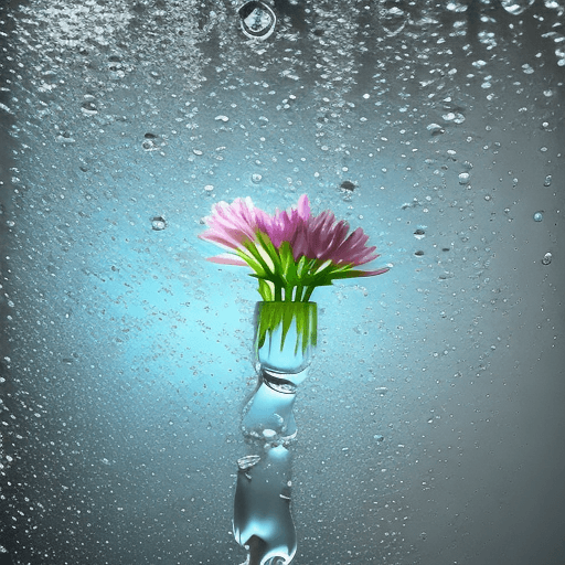AI generated: Water suspended in the air, flower-like shape, transparent,HD，16K