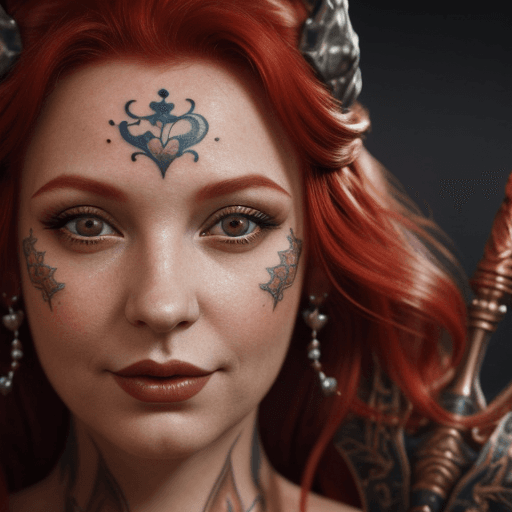 AI generated: Goddess close-up portrait ribcagel, a happy redhair princess, masterpiece of tatoos, fantasy, magic,...