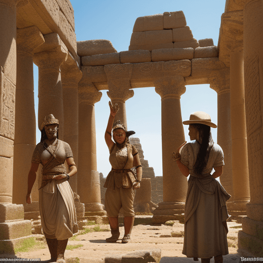 AI generated: Characters: Archaeologists, historians, ancient civilization figures

Description: Dressed in attire...