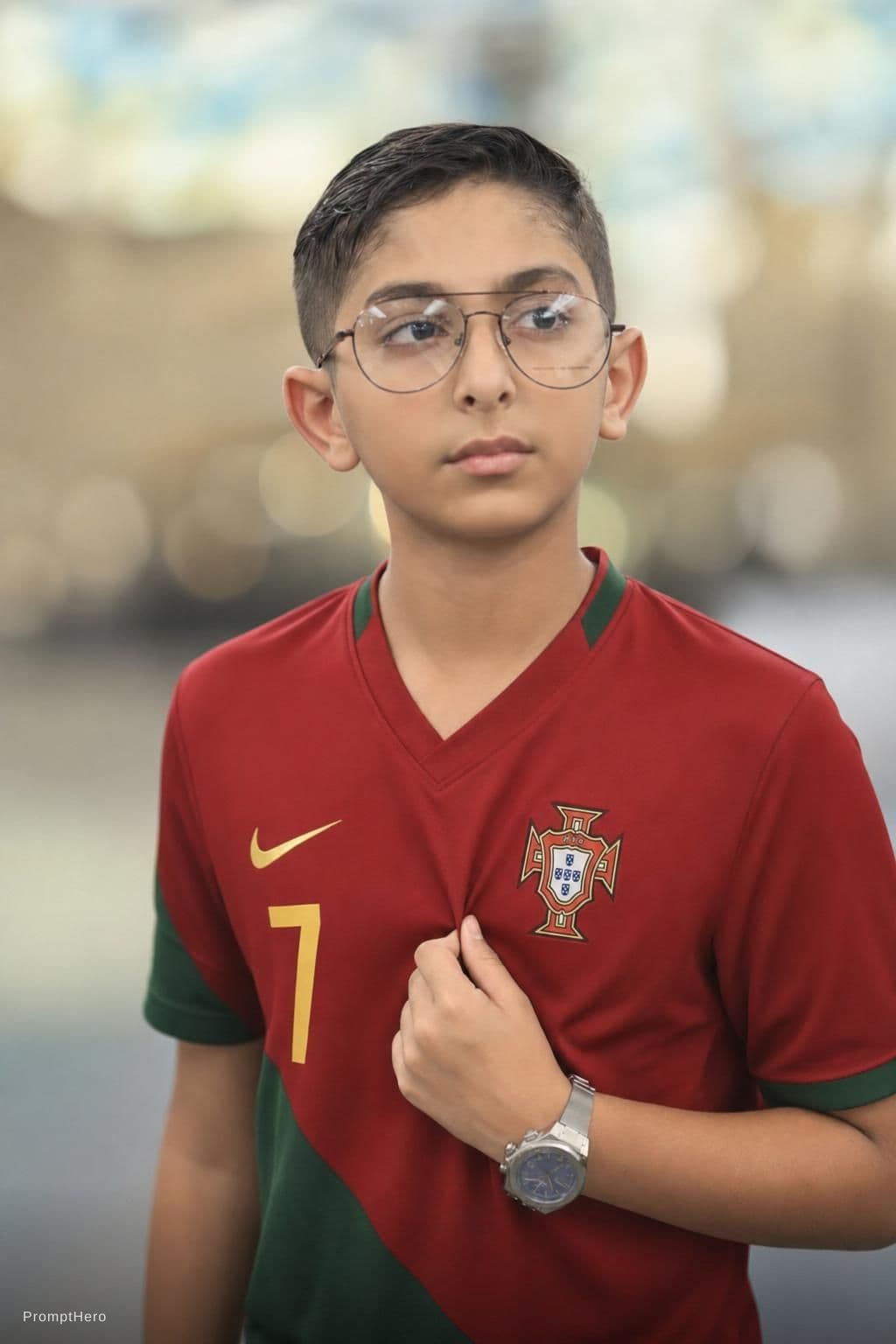AI generated: Change the number to 7 
And 
Change the tshirt in portugal team kit 