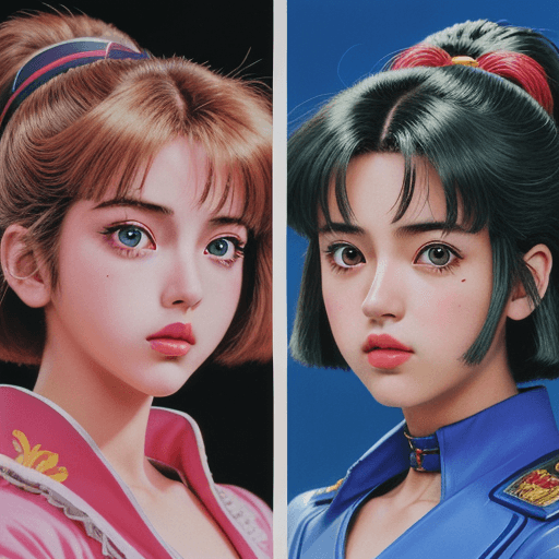 AI generated: retro/vintage anime style, 80s & 90s anime, cinematic portraits of characters, intricate artwork, sy...
