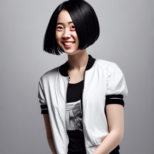 AI generated: Hyper realistic, portrait photo of a girl, white background,, black mid hair cut, 8k, 50mm, f/1. 4, ...