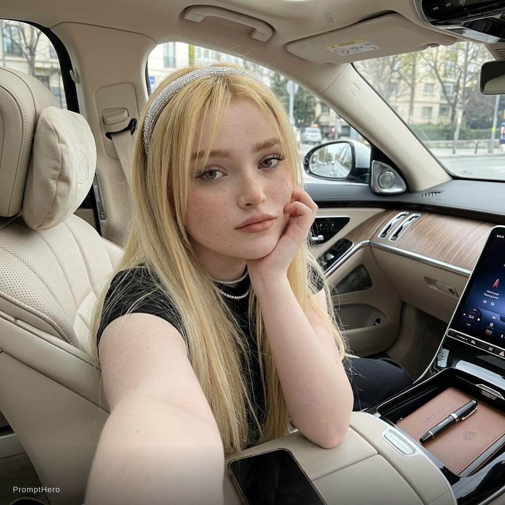 AI generated: Mercedes maybach ta cekilmis sag koltukta bir selfie gunduz ulttra hd bir goruntu olustur yuzumde hi...