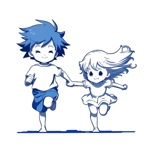 AI generated: [a minimalist web illustration: whimsical blue line art], suitable for print on demand and captivati...