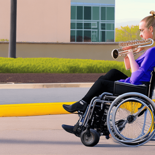 AI generated: young woman, playing clarinet, wheelchair, better call saul, wexler
