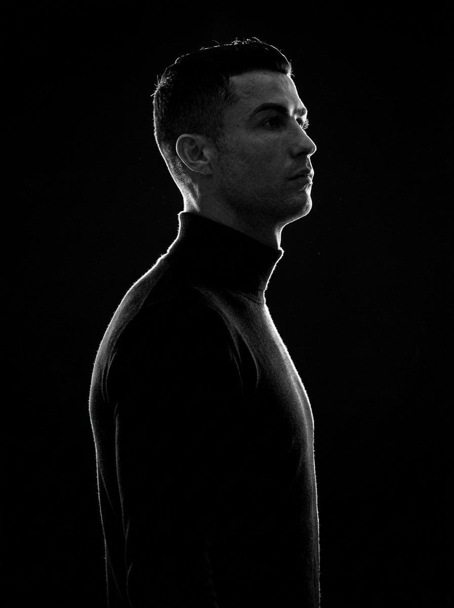 AI generated: A minimalist black and white cinematic portrait featuring two individuals (male and female) in stric...
