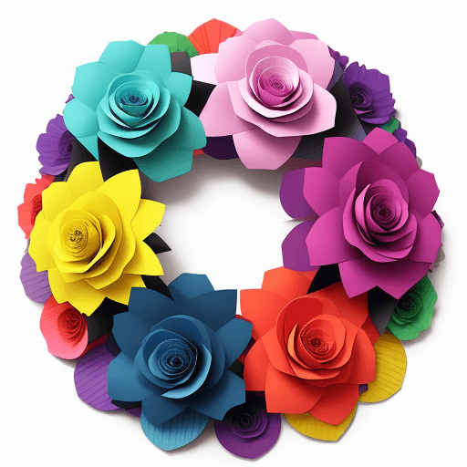 AI generated: ,deesign beautiful craft paper flowers in a rainbow of colors colores..