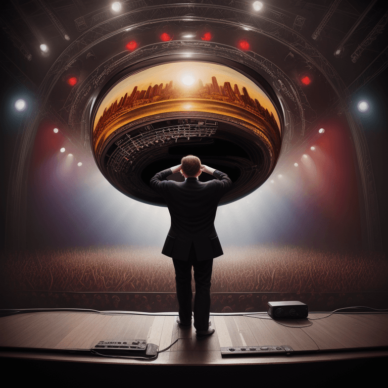AI generated: music Album cover picture, surreal art oil picture, sound,  concert