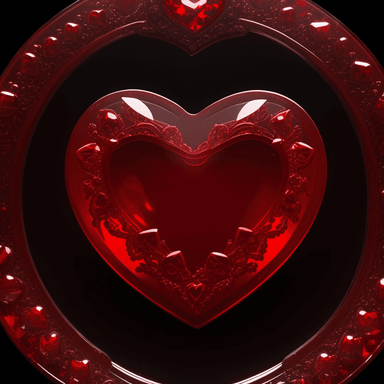 AI generated: Photo of a red heart made of glass, Rim Lighting, masterpiece, best quality, intricate details