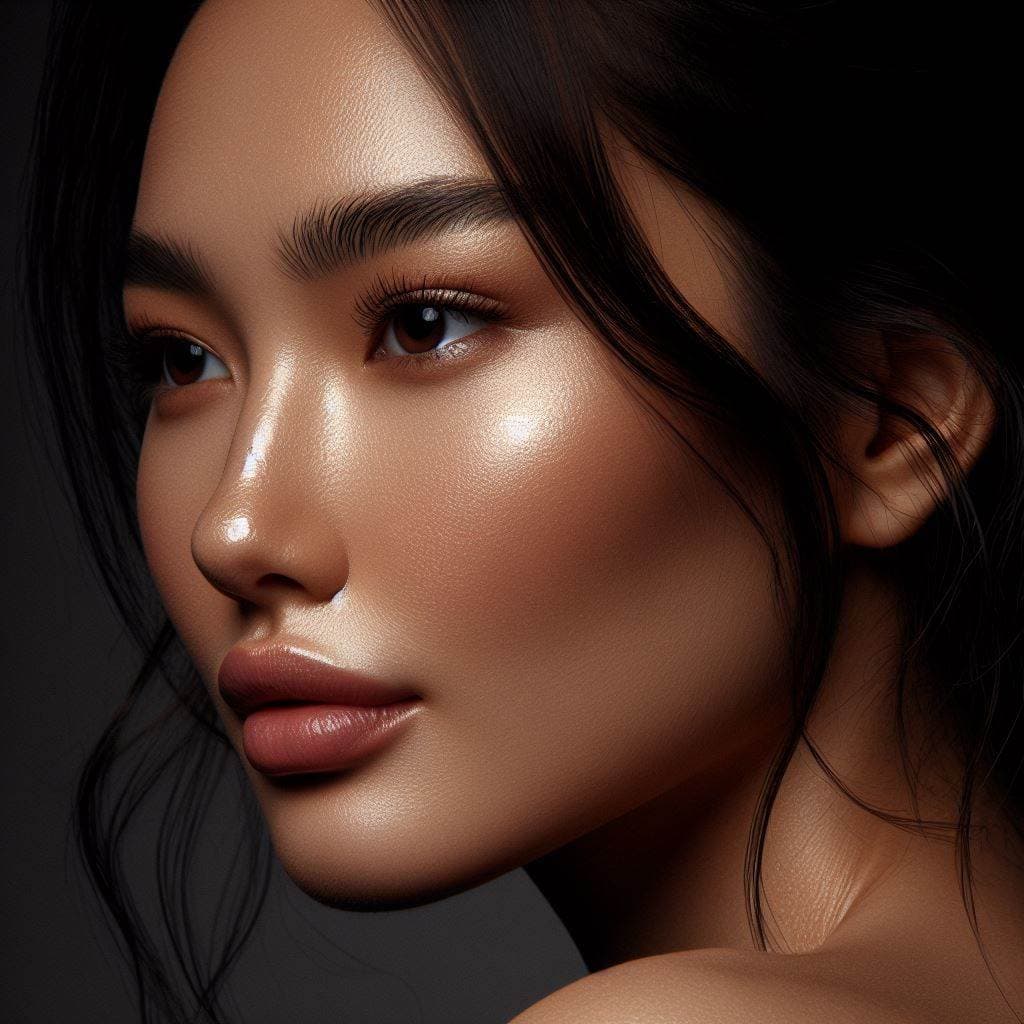 AI generated: Very realistic image, Cinematic, very clean skin, beautiful Kazakh woman, side view looking away fro...