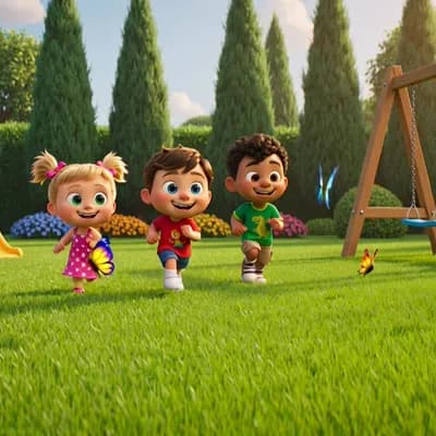 AI generated video: Create a 1-minute colorful 3D animated cartoon video about a 5-year-old boy named Adam playing in a ...