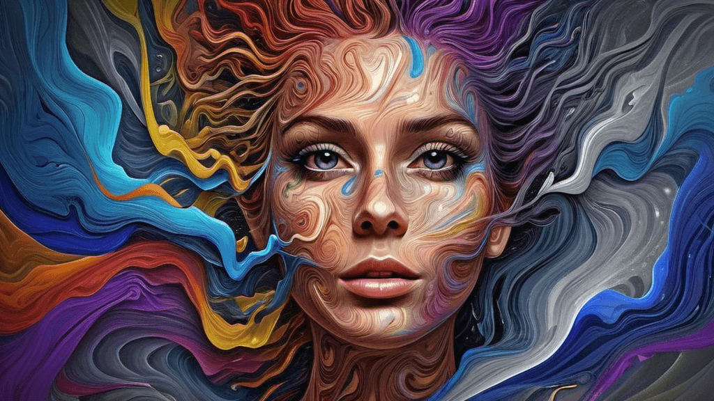 AI generated: digital art style,beauty emerging from abstract chaotic storm of colours,8k,intricate details,high q...