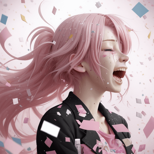 AI generated: a girl with pink hair is surrounded by confetti and confetti sprinkles, pixiv contest winner, shock ...