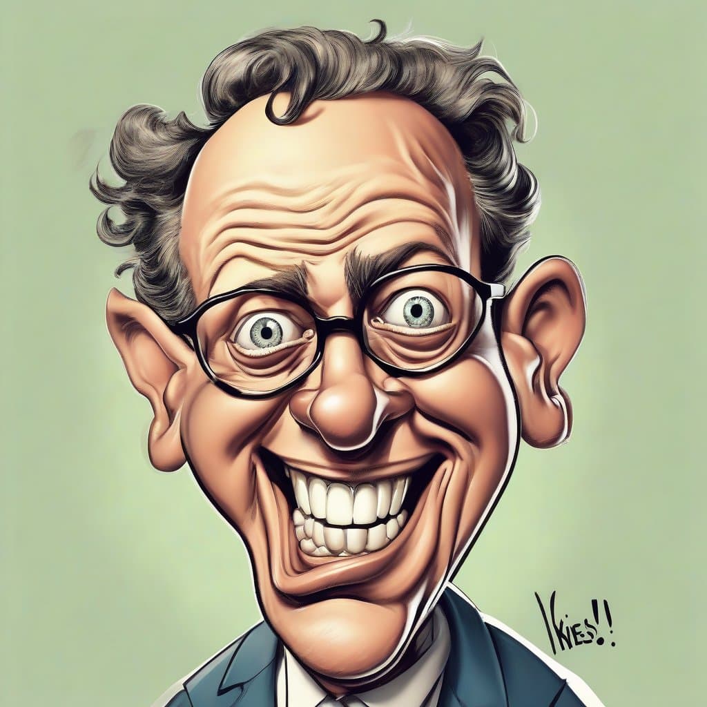 AI generated: A caricature of an elderly politician saying "Yikes!", drawing in the style of Pat Oliphant