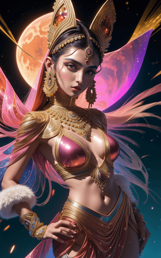 AI generated: Fashion on Mars like Persian style , futuristic , using iranian elements , persian patterns for fabr...