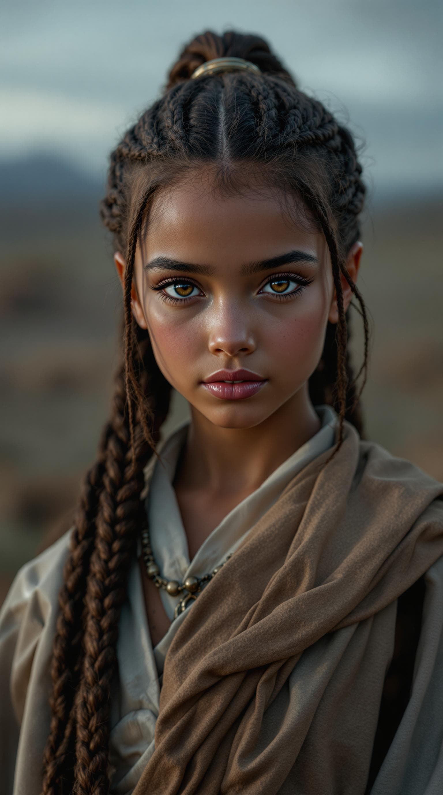 AI generated: a professional photo of a exceptionally beautiful girl in the world (age 7), (seven year old),  Egyp...