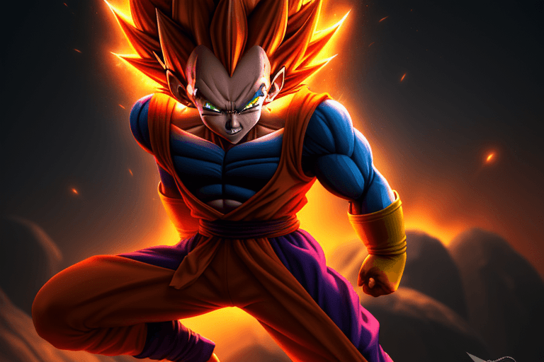 AI generated: vegeta dragón ball z, in the style of furaffinity, orange robes, red, #vfxfriday, massurrealism, exp...