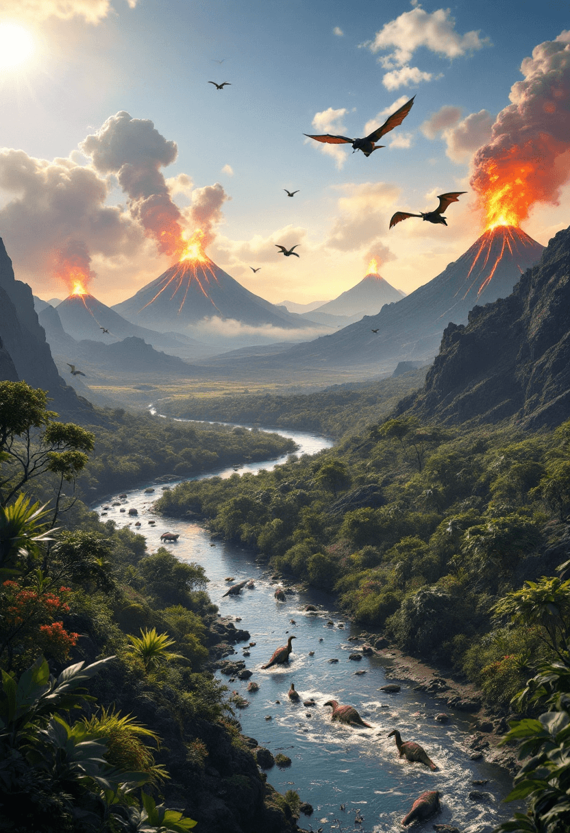 AI generated: A photorealistic (8K) (high-res) (masterpiece) image of several pterodactyls flying in the distance....