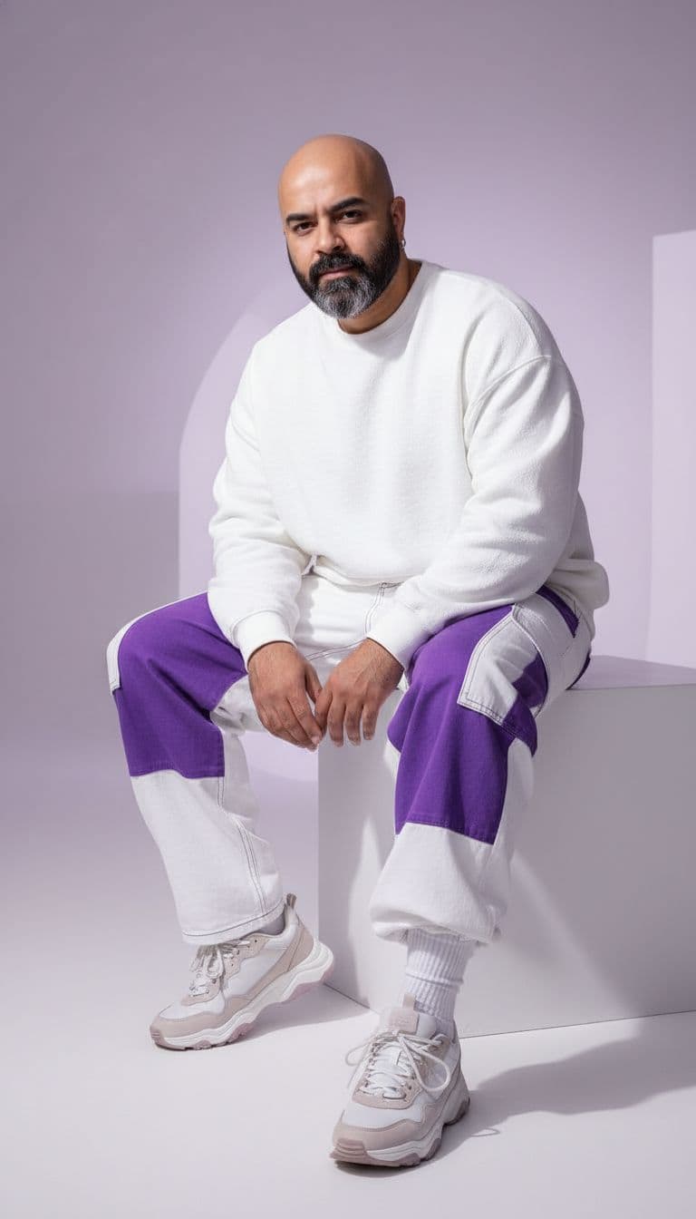 AI generated: portrait of a stylish young man with a lean, toned physique (around 57 kg, 5'6" tall) — his beard re...