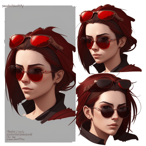AI generated: Midjourney style of detailed and concept art wearing red sunglasses prompts. | realistic character d...