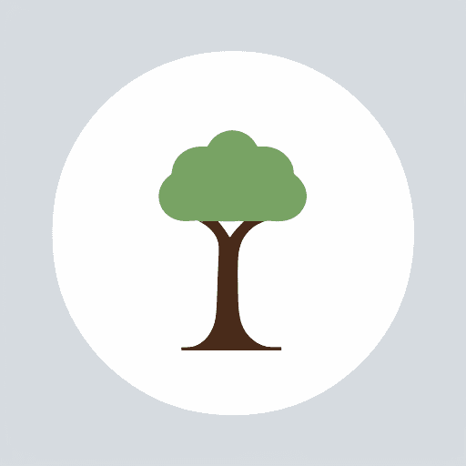 AI generated: I simple icon of a hotel attached to a tree, transparent background. Icon style.