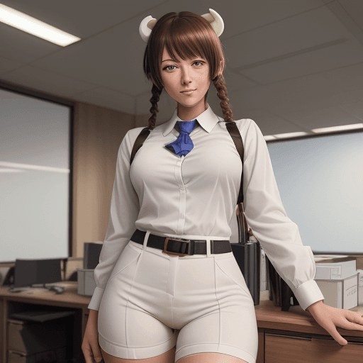AI generated: masterpiece, best quality, highly detailed,  makima (chainsaw man), solo focus, thick thigh, camelto...