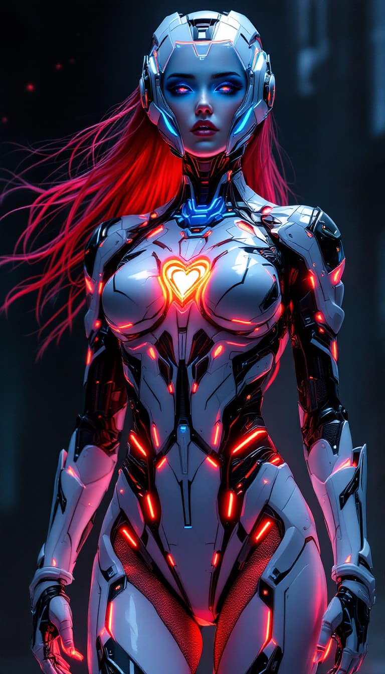 AI generated: a woman that is standing in the dark, tron angel, trending on cgisociety, enchantress, inspired by E...